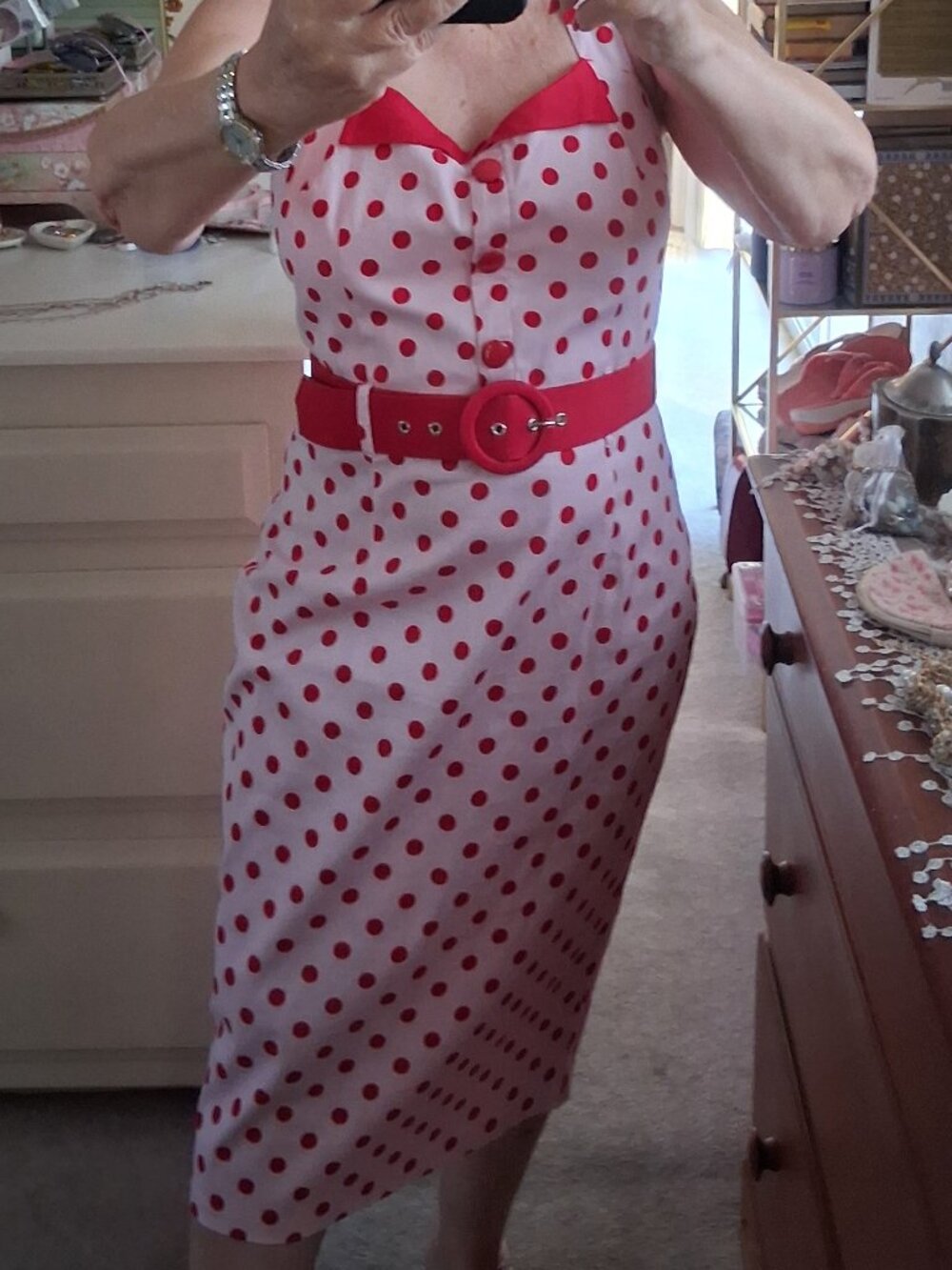 RARE! Pinup Retro Polka Dot Pencil Dress, L, UK 14, NWT,  VINTAGE!